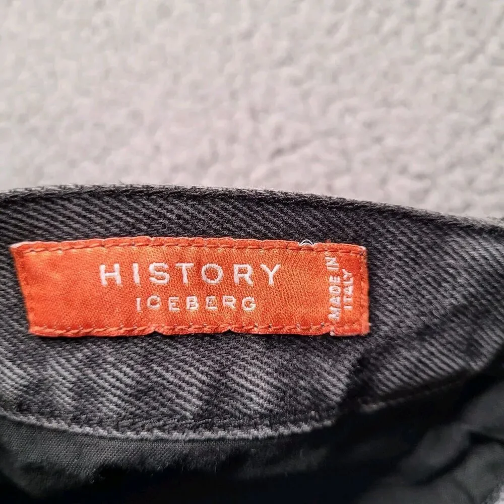 Vintage Iceberg History Jeans Mens 31 Black Denim Pepe Le Pew Baggy 90s Hip Hop